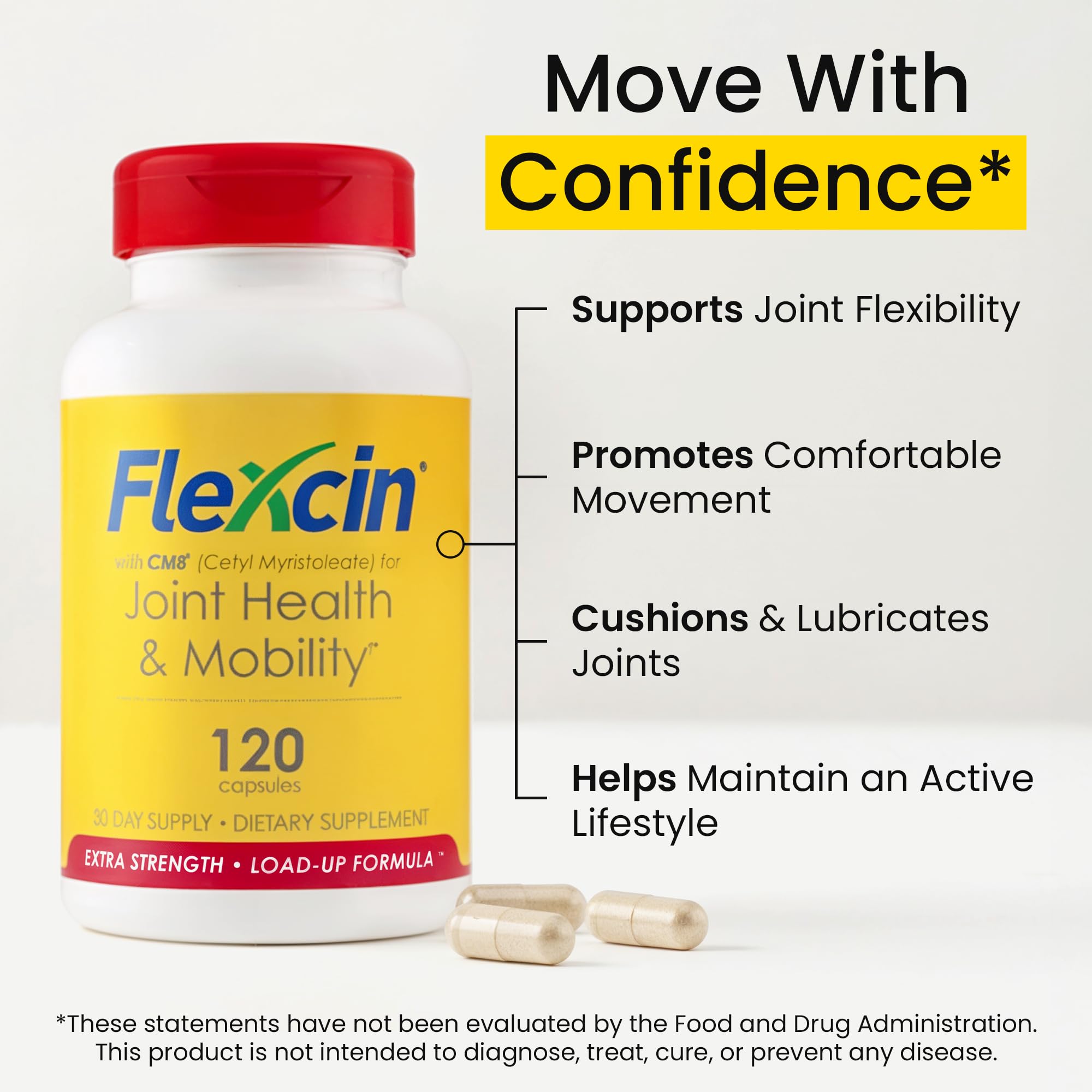 Flexcin Extra Strength Joint Formula with CM8 (Cetyl Myristoleate) - Joint Supplements for Men and Women with Glucosamine, MSM, Collagen Type II - 120 Capsules FlexcinAu supplements