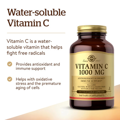 Solgar Vitamin C 1000mg - Healthy Immune System - Helps Fight Free Radicals - Vegan SOLGARUS supplements