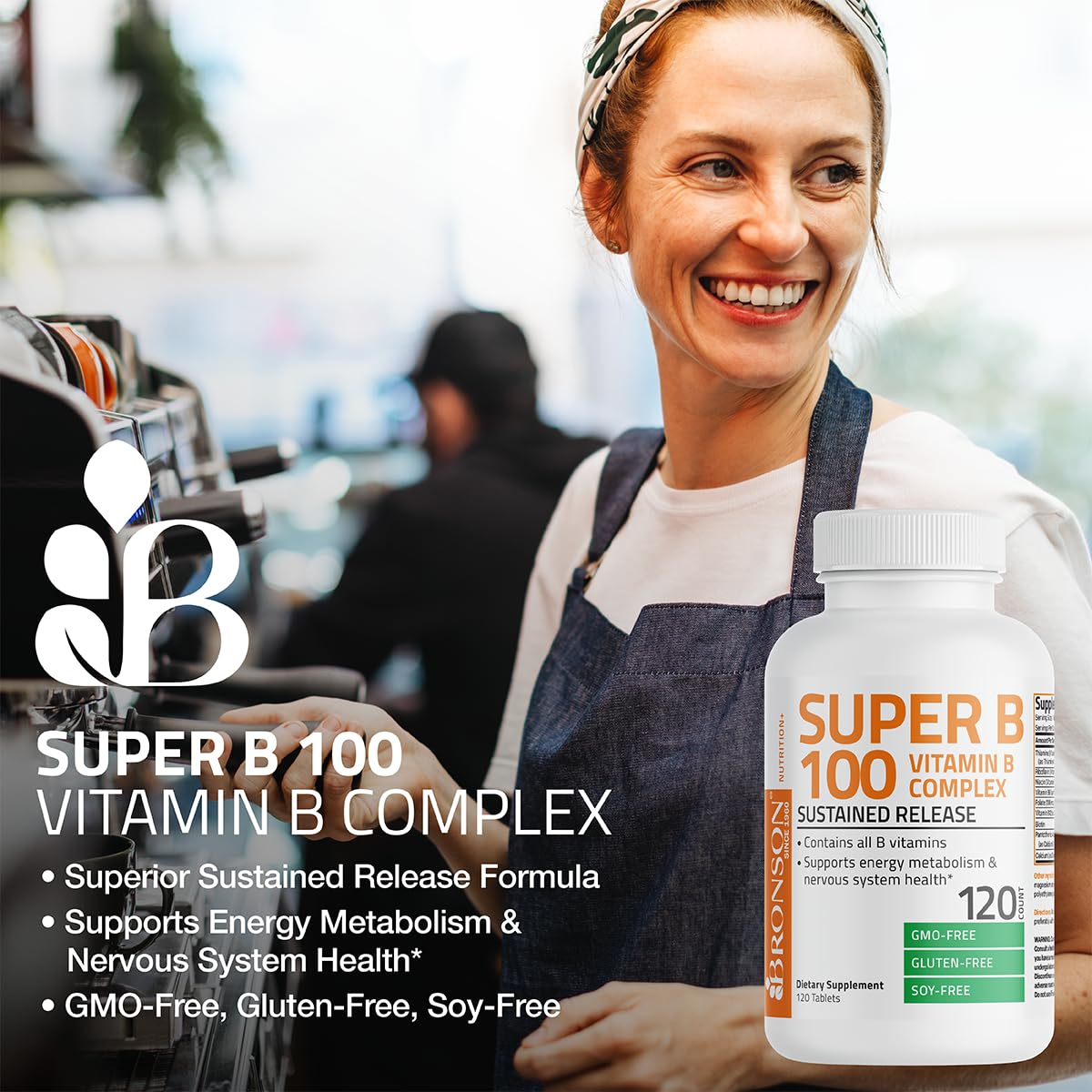 Bronson Super B 100 Vitamin B Complex Sustained Release Contains All B Vitamins BronsonAu supplements
