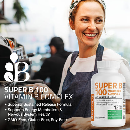 Bronson Super B 100 Vitamin B Complex Sustained Release Contains All B Vitamins BronsonUS supplements
