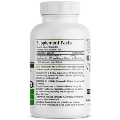 Bronson Ginkgo Biloba Extra Strength 125mg (4:1 Extract) Equivalent to 500mg BronsonUS supplements
