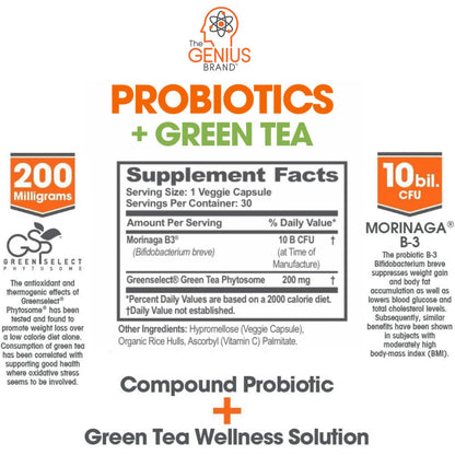 Genius Probiotics for Weight Loss with Green Tea Extract - Fat Burner Supplement & Digestive The Genius BrandUS supplements