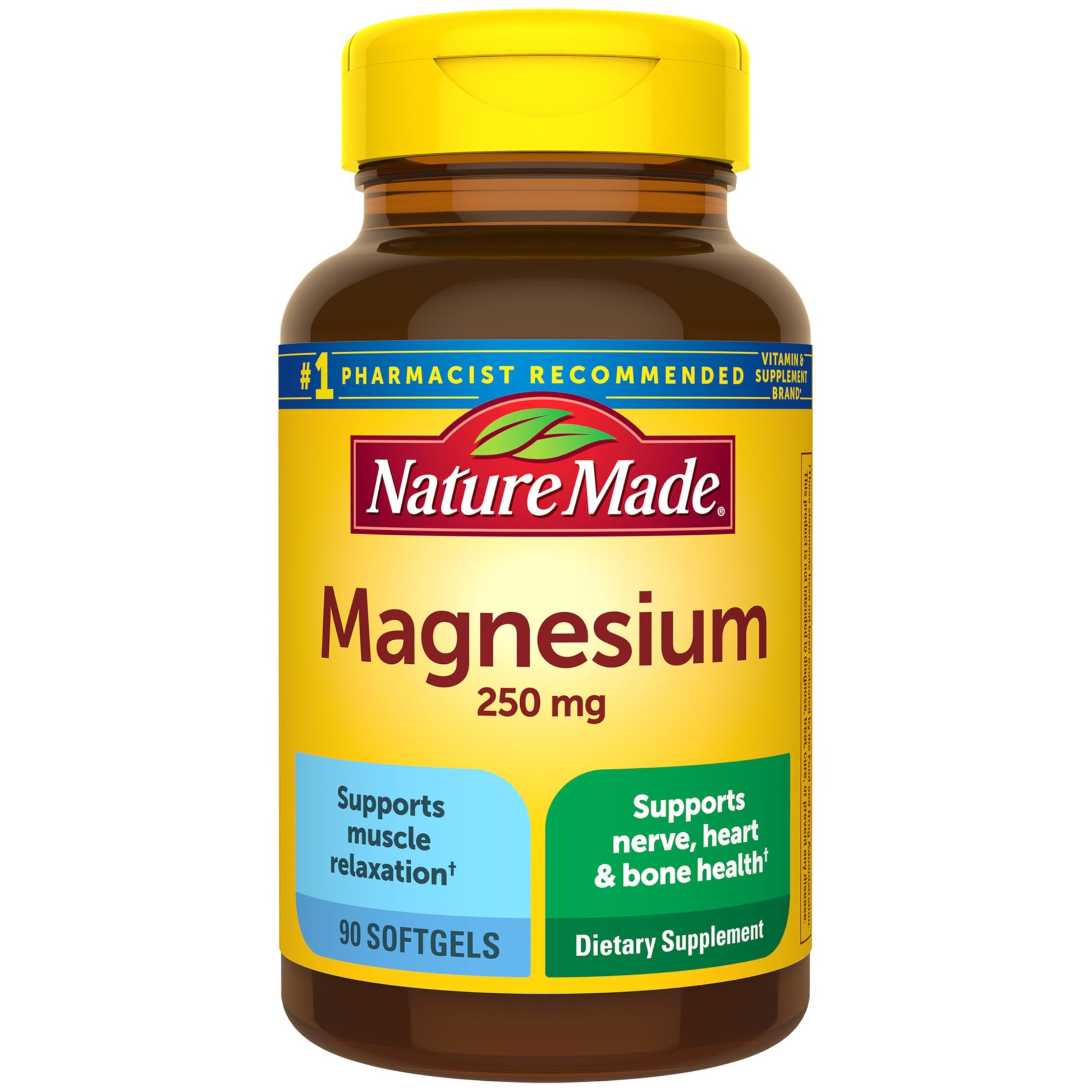 Nature Made Magnesium 250 mg, Magnesium Supplements for Men and Women, Support for Muscle, Heart, Bone and Nerve Health, 90 Softgels, 90 Day Supply Nature MadeAu supplements
