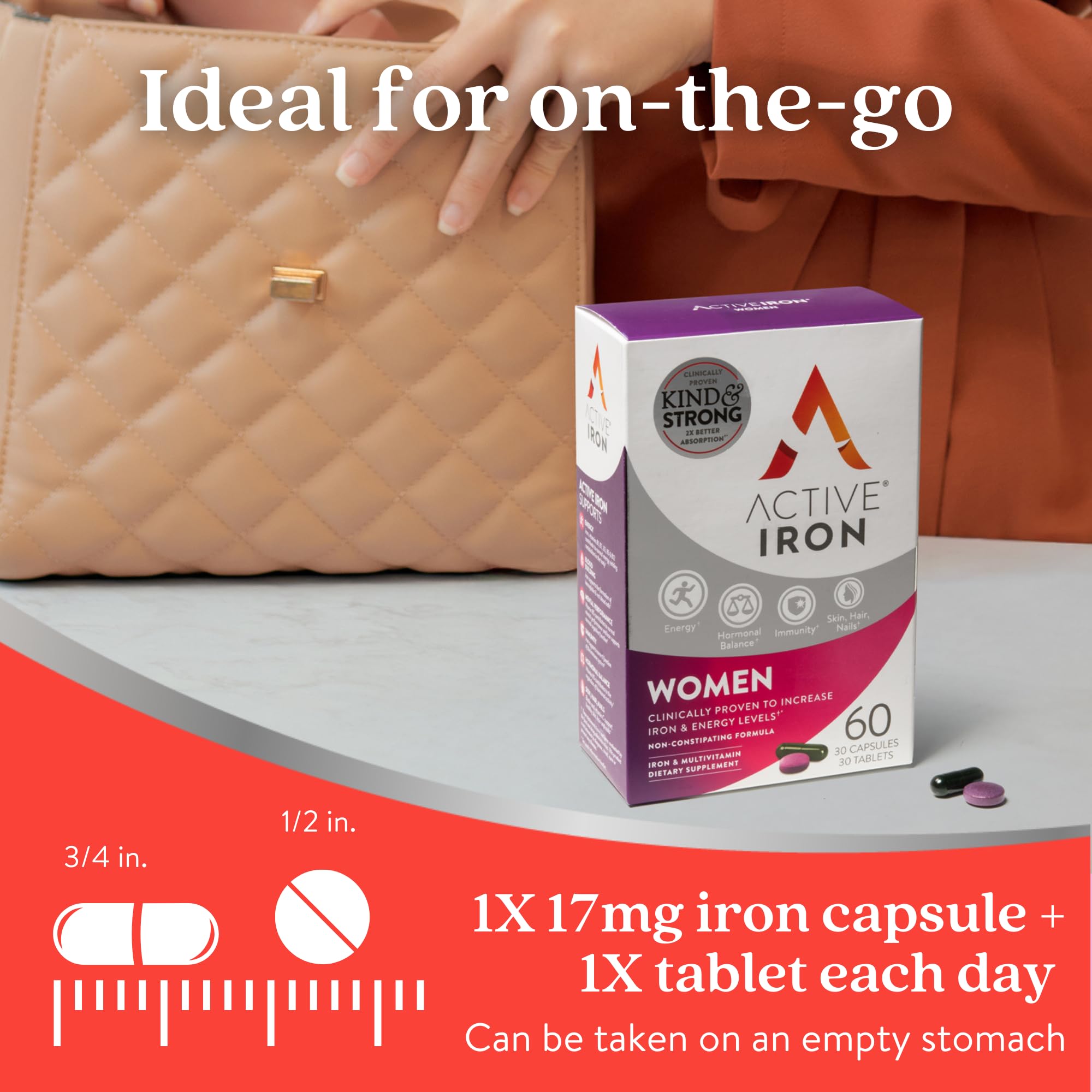 Active Iron Supplement 25mg + Multivitamin for Women – Clinically Proven to Increase Energy & Reduce Tiredness – Gentle ACTIVEIRONUS supplements