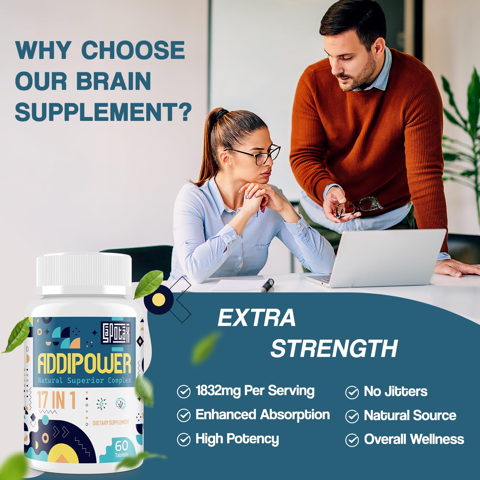 17-in-1 Brain Supplement for Memory and Focus | Nootropic Brain Supplement for Mental Clarity, Concentration, Alertness | Natural Nootropics with Herbal Extracts, Vitamins & Amino Acids (120 Tablets) SapotaxAu supplements