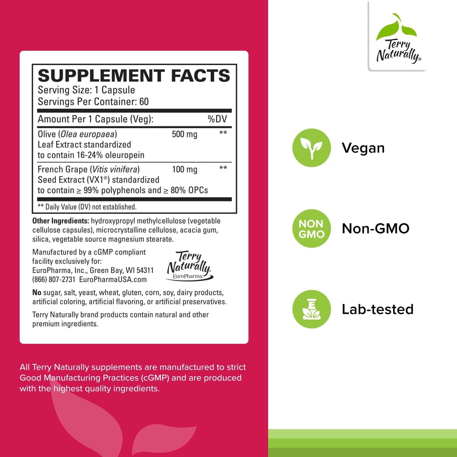 Terry Naturally Blood Pressure Health - Healthy Blood Flow & Circulation Support Supplement - Heart Health Supplement with Antioxidants - Cardiovascular Support - 60 Capsules Terry NaturallyAu supplements