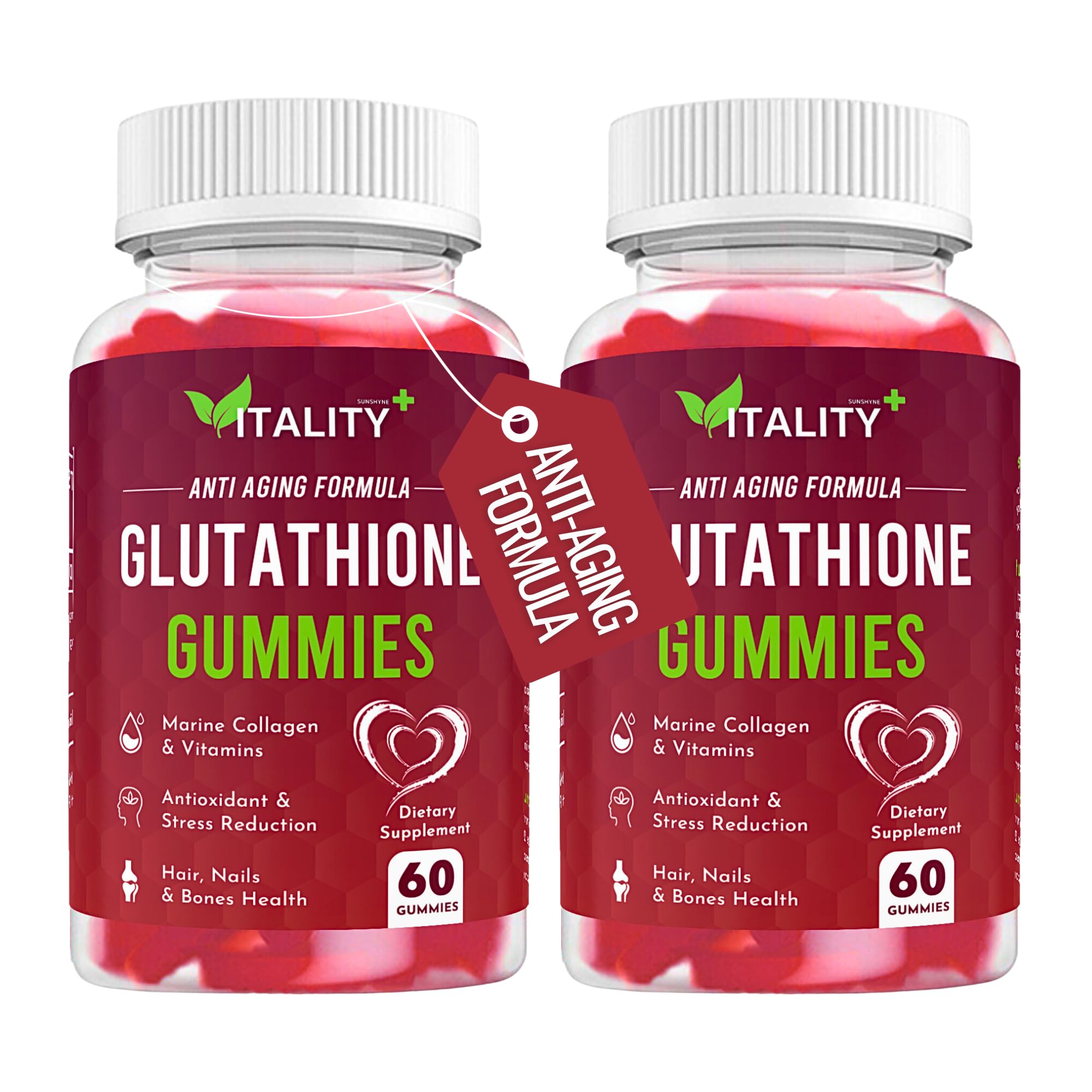 2 Pack Glutathione Gummies | with Marine Collagen | 1050mg per Serving | Antioxidant Support SunshyneAu supplements
