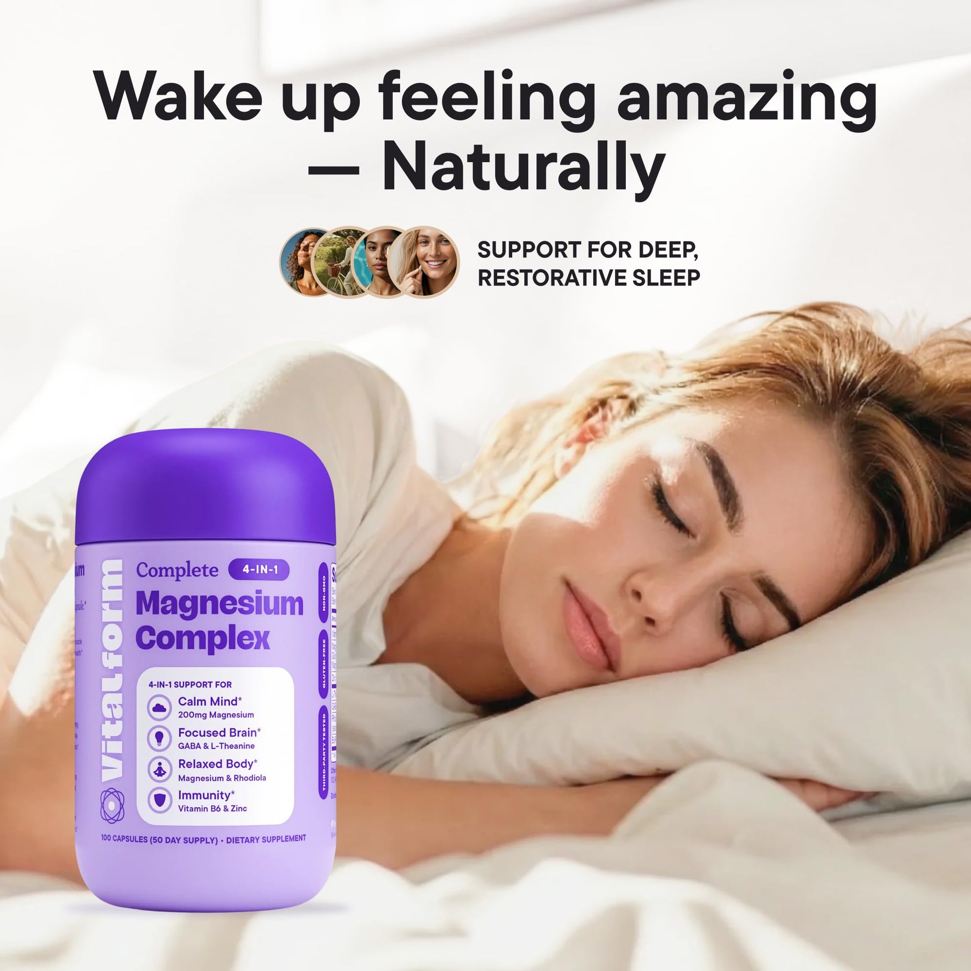 VitalForm Magnesium Glycinate Sleep Complex – Non-Habit Forming Support with L-Theanine, GABA, Zinc & Rhodiola – Promotes Relaxation, Calm & Muscle Recovery – Non-Melatonin – 100 Capsules VitalFormAu supplements