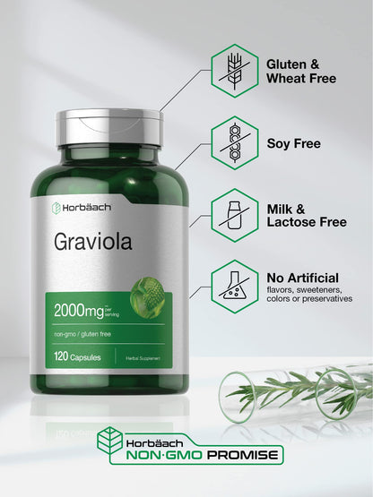 Graviola Extract 2000 mg 120 Capsules With Graviola Proprietary Blend Ingredient HorbäachUS supplements