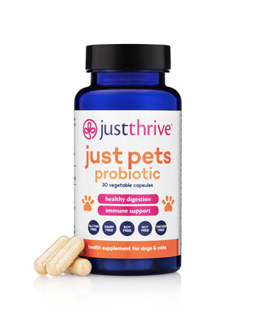 Just Thrive Just Pets Probiotic - Daily Digestive Probiotics for Dogs and Cats - 4 Billion CFUs Pet Probiotic, 30 Capsules Just ThriveUS supplements