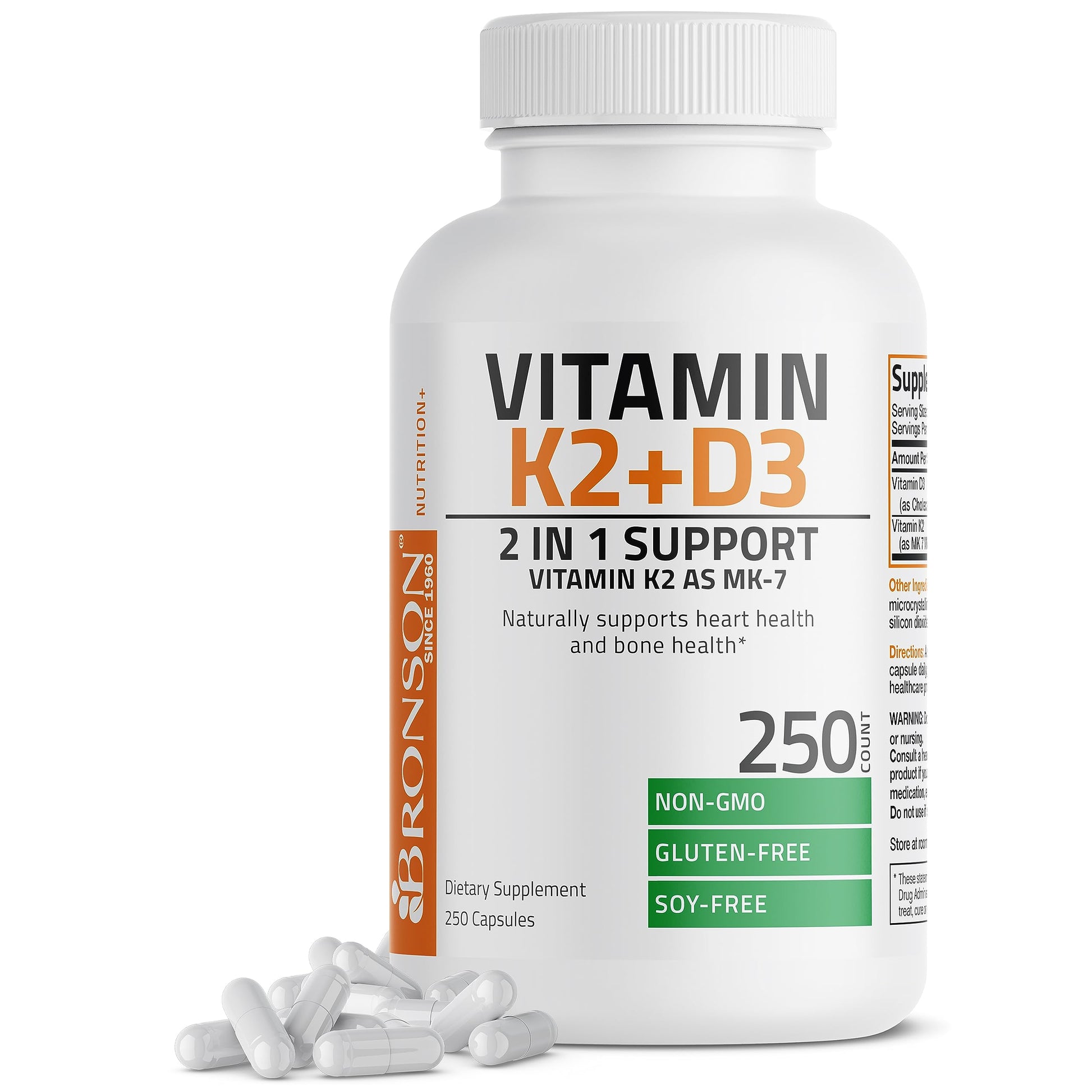Bronson Vitamin K2 (MK7) with D3 Supplement Bone and Heart Health Non-GMO BronsonAu supplements