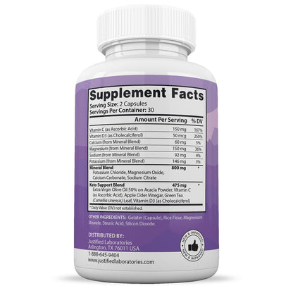 (5 Pack) Ultra Fast Pure Keto Boost Pills 1275MG New & Improved Formula Contains Apple Justified LaboratoriesUS supplements