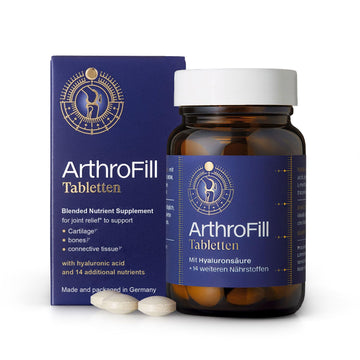 ArthroFill™ Tablets - Proven European Joint Relief - Vegan Hyaluronic Acid - Nutrient Complex - Support Active Movement Functions with 15 Vital Micronutrients - Made in Germany ArthroFillAu supplements