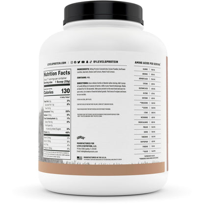 Levels Grass Fed 100% Whey Protein, No Hormones, Pure Chocolate, 5LB Levels NutritionUS supplements