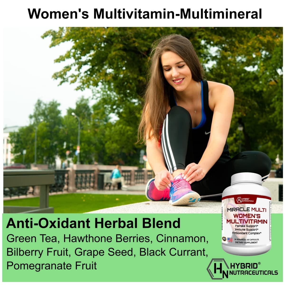 MiracleMulti Multivitamin for Women - Female Support Formula, Immune Support, Minerals, Biotin, Antioxidants & Superfoods Blend – 60 Capsules Hybrid NutraceuticalsUS supplements