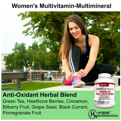 MiracleMulti Multivitamin for Women - Female Support Formula, Immune Support, Minerals, Biotin, Antioxidants & Superfoods Blend – 60 Capsules Hybrid NutraceuticalsUS supplements