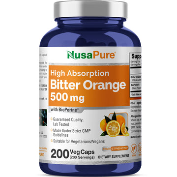 NusaPure Bitter Orange - Suitable for Vegetarian/Vegan, Non - GMO - 500mg 200 Capsules NusaPureAu supplements