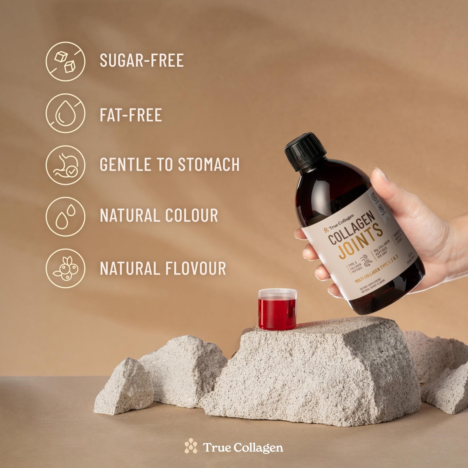 True Collagen Joints | 10,000 mg Hydrolyzed Collagen Liquid Supplement - 500 ml, 20 Day Supply | Glucosamine, MSM and Chondroitin for Healthy Joints | Fat-Free, Sugar-Free, 100% Natural Berry Flavor True CollagenAu supplements