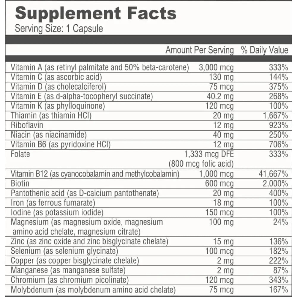 BariatricPal Multivitamin ONE 1 per Day! Bariatric Multivitamin Capsule with 18 mg of Iron | Easy to Swallow Capsule | BariatricPalAu supplements
