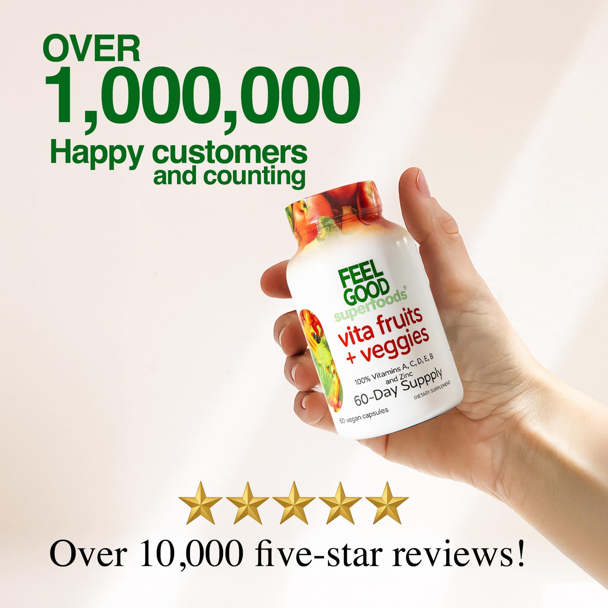 FeelGood Superfoods 1000mg Immune Support Capsules Made with 25 Organic Fruits and Vegetables, Strong Immunity Boosters with Vitamins A, C, D3, and Zinc, 60 Count FeelGood SuperfoodsAu supplements