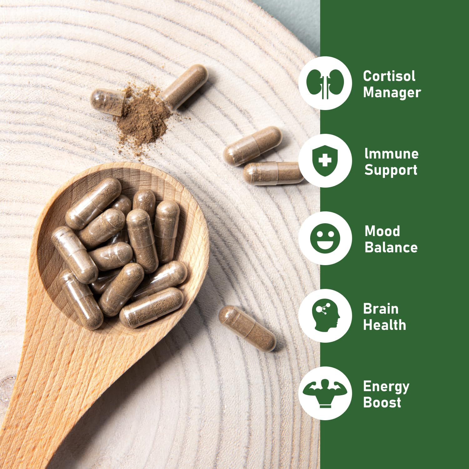 GlowEver KSM-66 Ashwagandha Supplements with L-Theanine Moringa Organic Mushrooms Complex Ginseng Ginkgo Biloba - Mood & Energy Support, Cortisol Manager, Immune Support, 60 Vegan Capsules GlowEverAu supplements