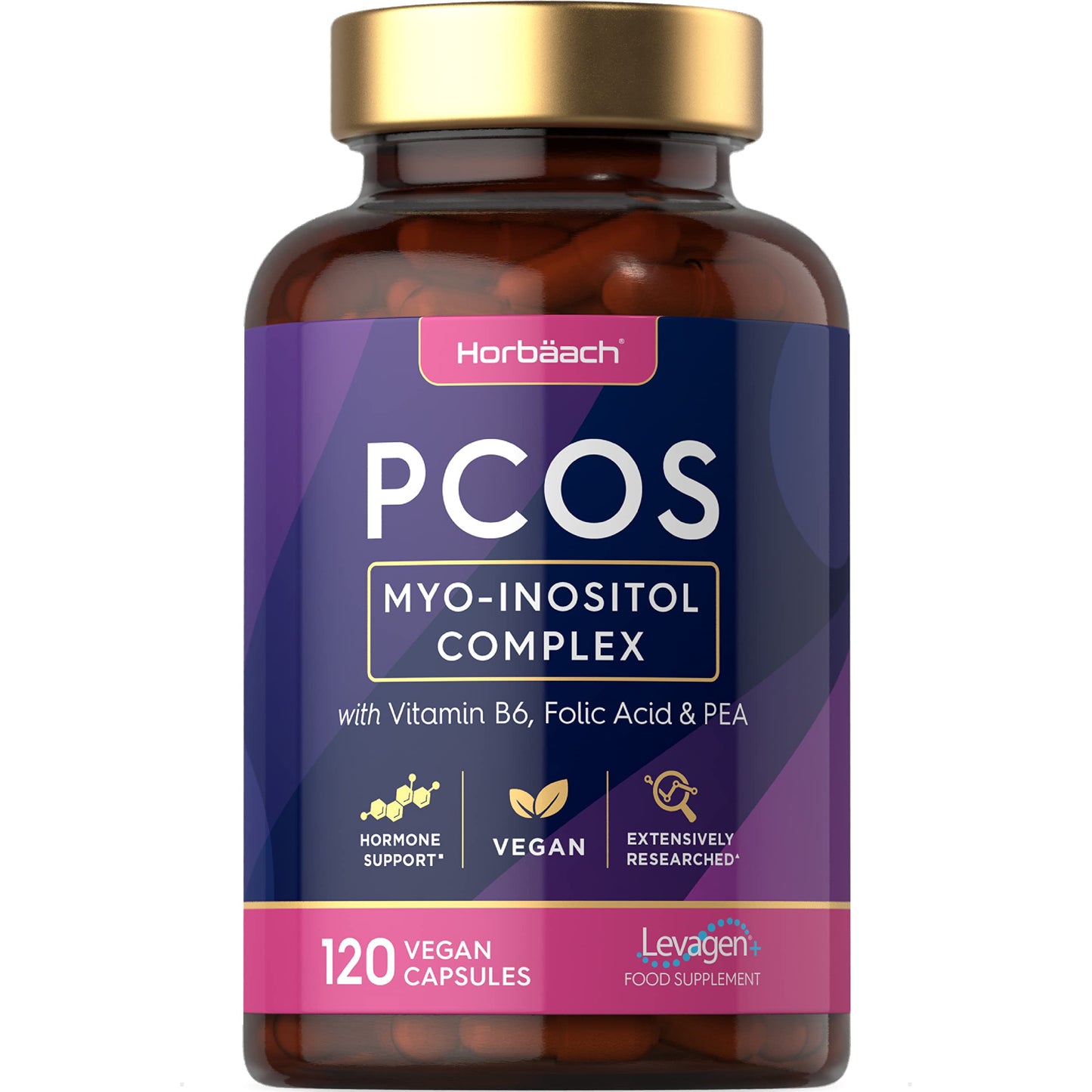 Inositol Supplement for PCOS | 120 Vegan Capsules | Myo-Inositol Complex with Folic Acid HorbäachUS supplements