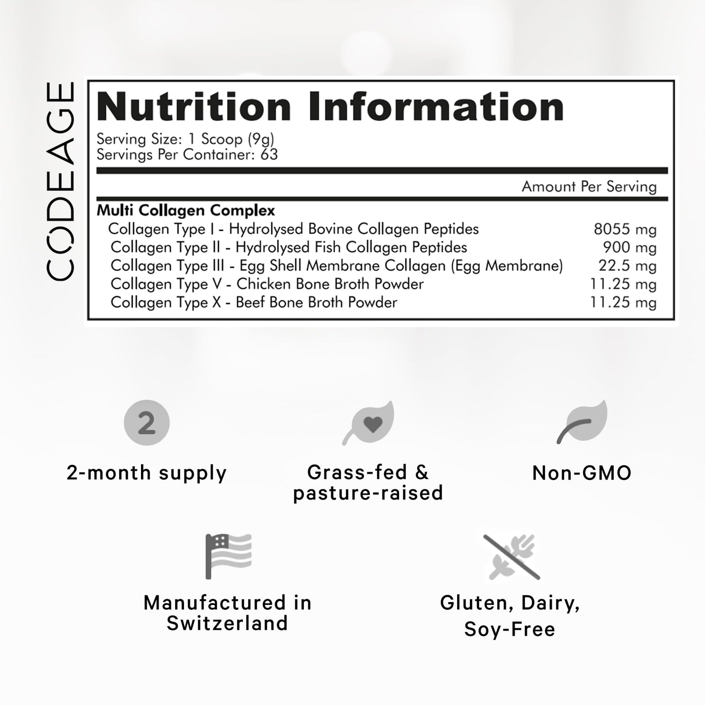 Codeage Multi Collagen Protein Powder Peptides, 2-Month Supply, Hydrolyzed, Type I, II, III, V, X Grass Fed CodeageUS supplements