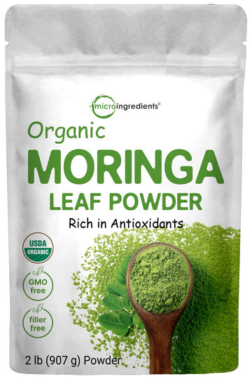 Organic Moringa Oleifera Leaf Powder for Hair, 2 Pounds, Rich in Antioxidants and Immune Micro IngredientsUS supplements