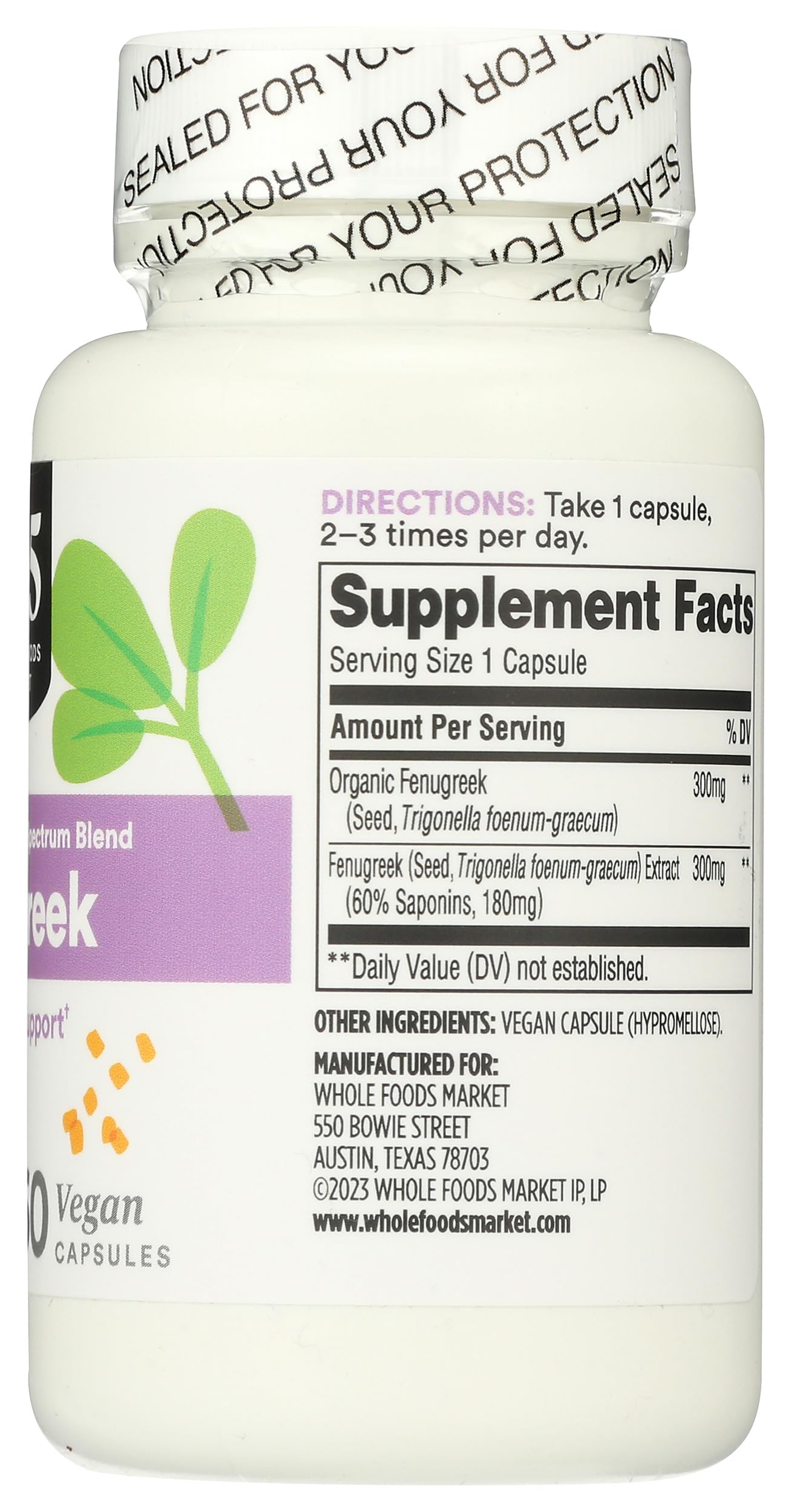 365 by Whole Foods Market, Fenugreek Standardized + Full Spectrum Blend, Lactation Support, Vegan Capsules, 60 Count 365 by Whole Foods MarketAu supplements