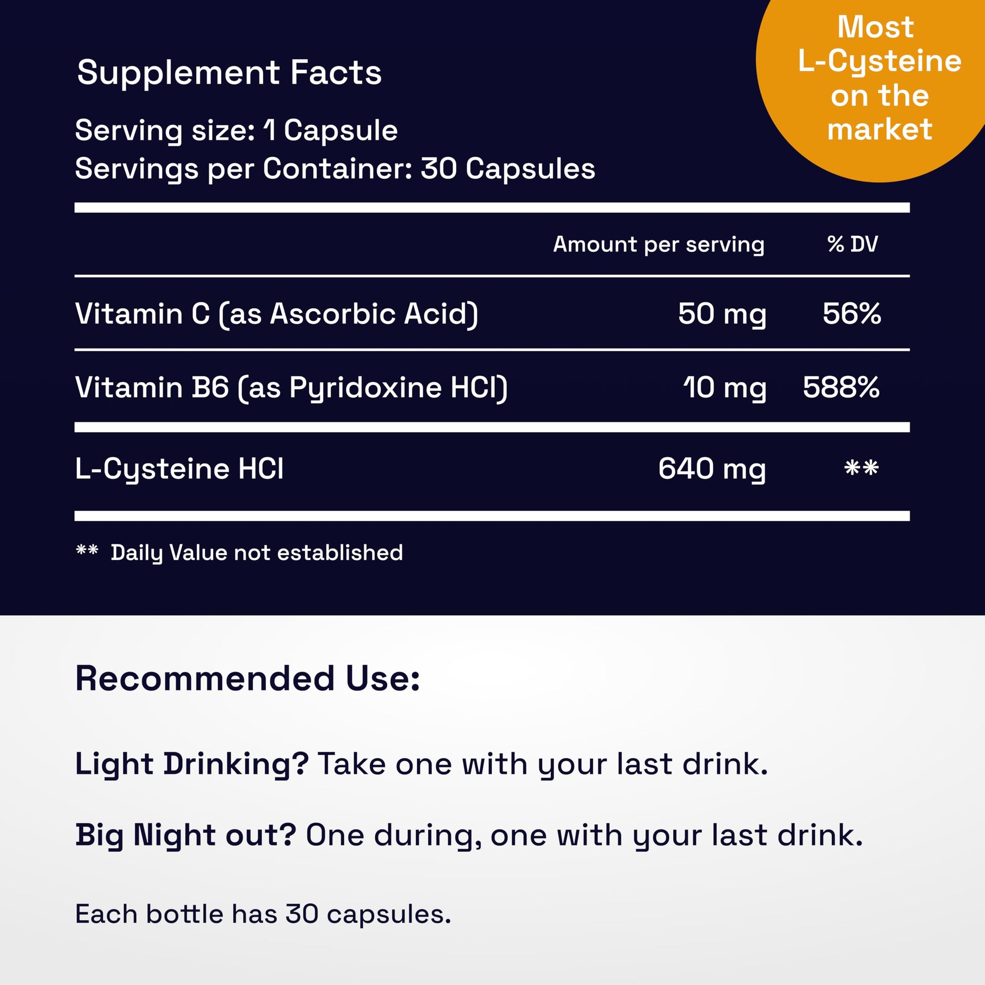 Not Drugs Proactive Hangover Support that Actually Works | Effective, Affordable & Backed by Science | 30 Capsules | 30 Doses | L-Cysteine, Vitamin B6, Vitamin C Not DrugsAu supplements