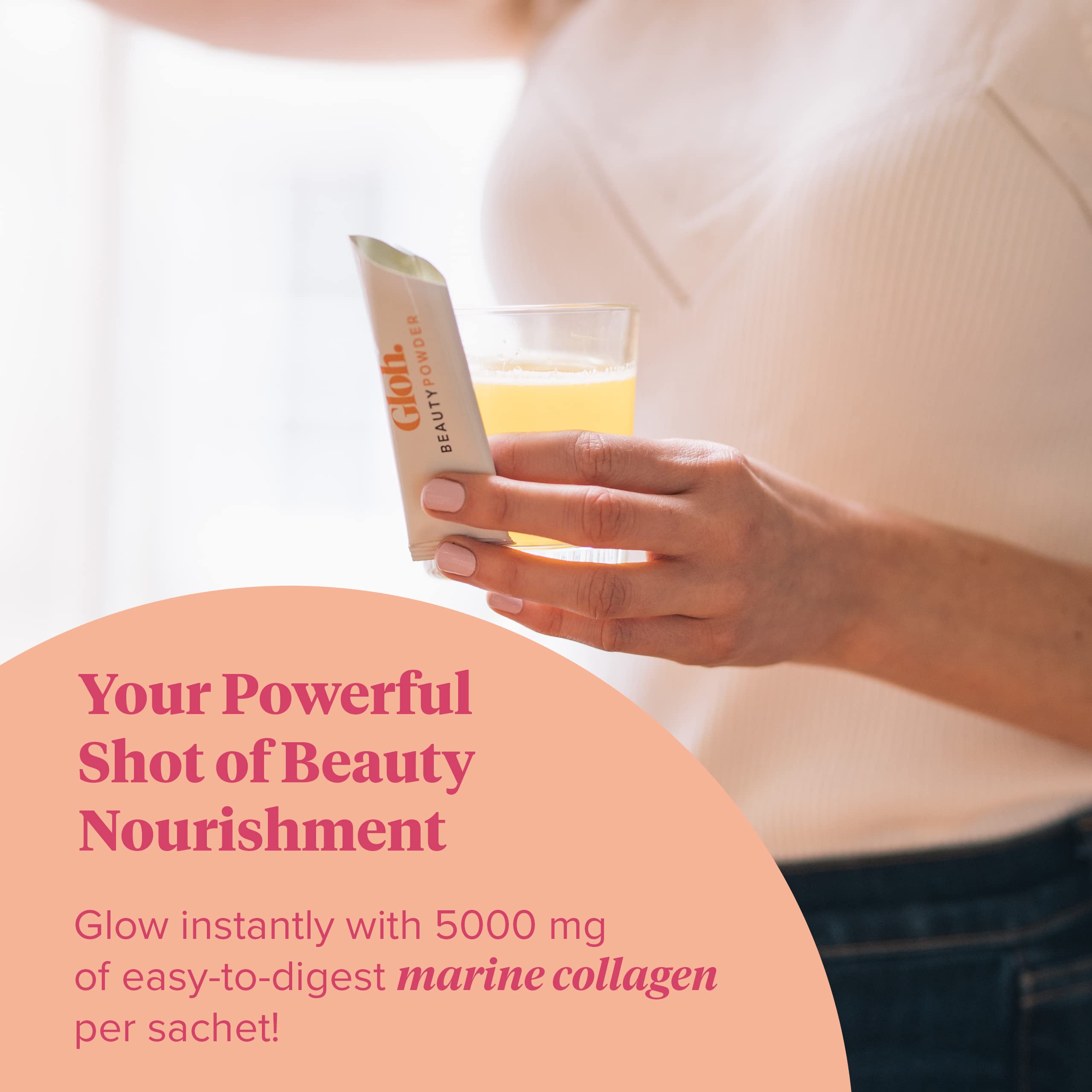 Gloh. Marine Collagen Powder for Women - Peach Flavor Collagen Supplements for Women with Hyaluronic Acid, Vitamin A, B2, B6 Gloh.Au supplements