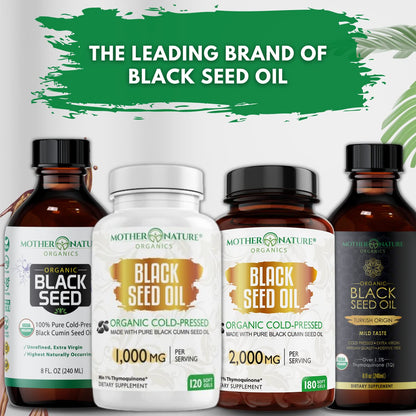 Black Seed Oil Capsules - 120 Count (Organic, Non-GMO Liquid) Premium Cold Pressed Mother Nature Organics Superfoods For Organic LivingUS supplements