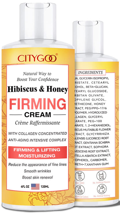 Hibiscus and Honey Firming Cream, Skin Tightening Lotion, Reduces the Look of Neck Lines CITYGOOUS supplements