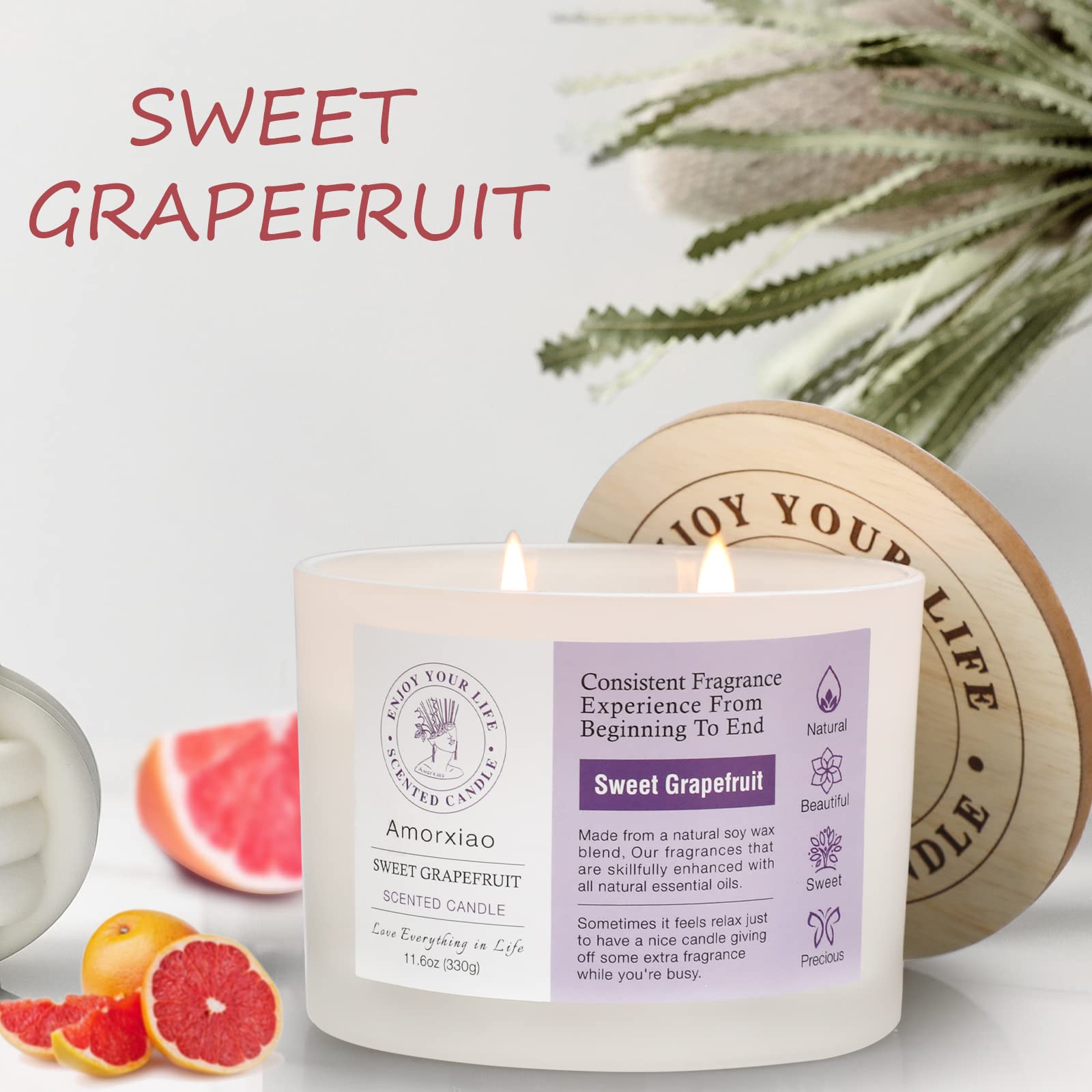 3 Pack Candles for Home Scented, 34.8 oz 240 Hour Long Lasting Candles Set, Grapefruit &Lavender ROSIANSAu supplements