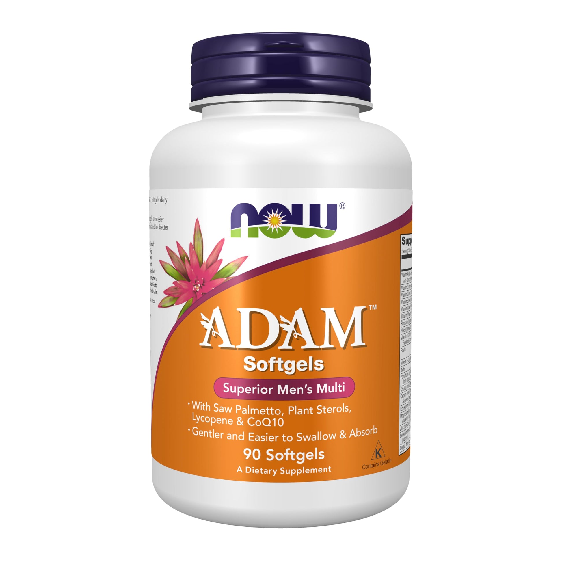 NOW Supplements, ADAM™ Men's Multivitamin with Saw Palmetto, Plant Sterols, Lycopene & CoQ10, 90 Softgels NOW FoodsAu supplements