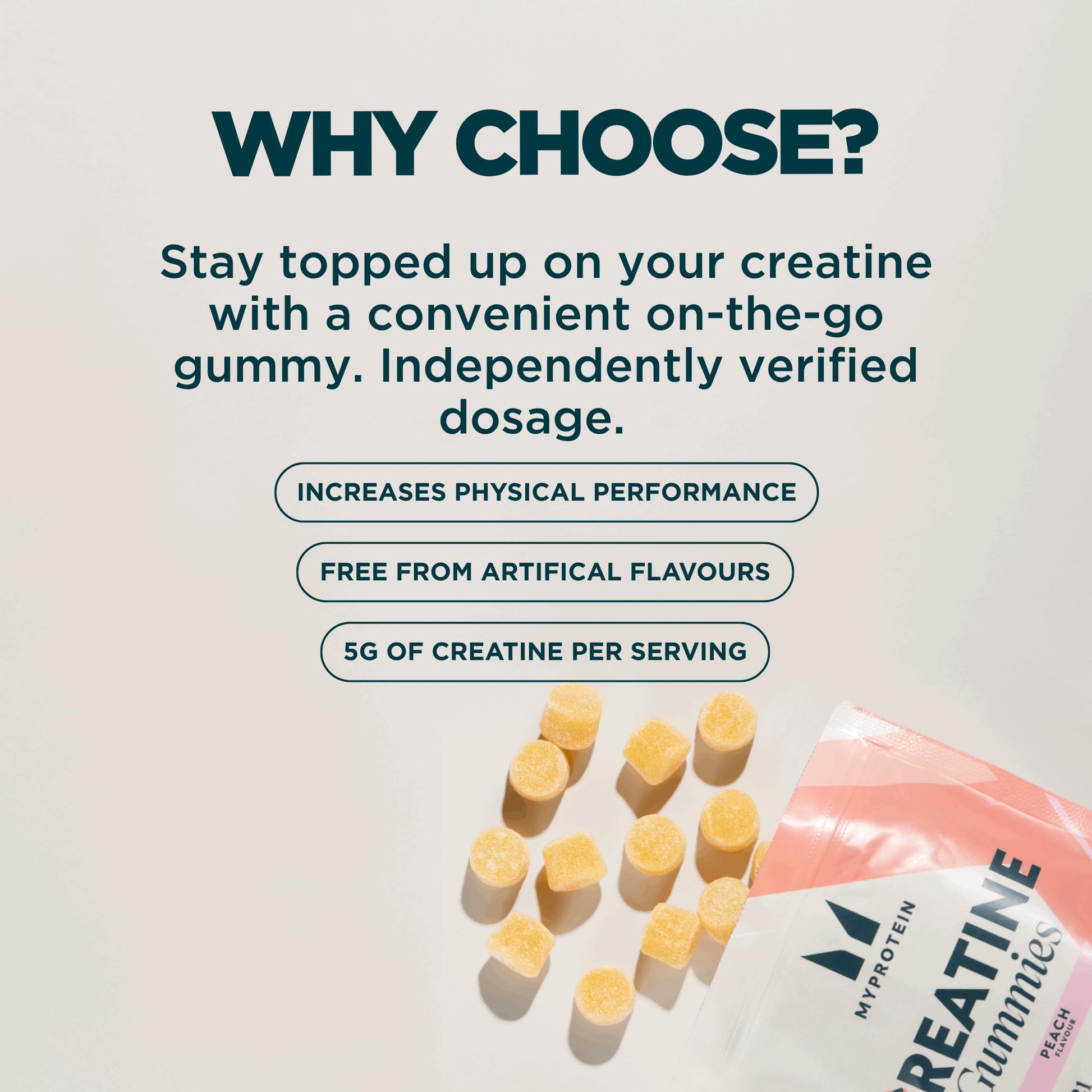 Myprotein Creatine Gummies, 5g Creatine Monohydrate per Serving, Peach, 90 Count, 18 Servings, Chewable Post/Pre Workout Strength & Recovery Sports Nutrition Supplement, Vegan, Non-GMO MyproteinAu supplements