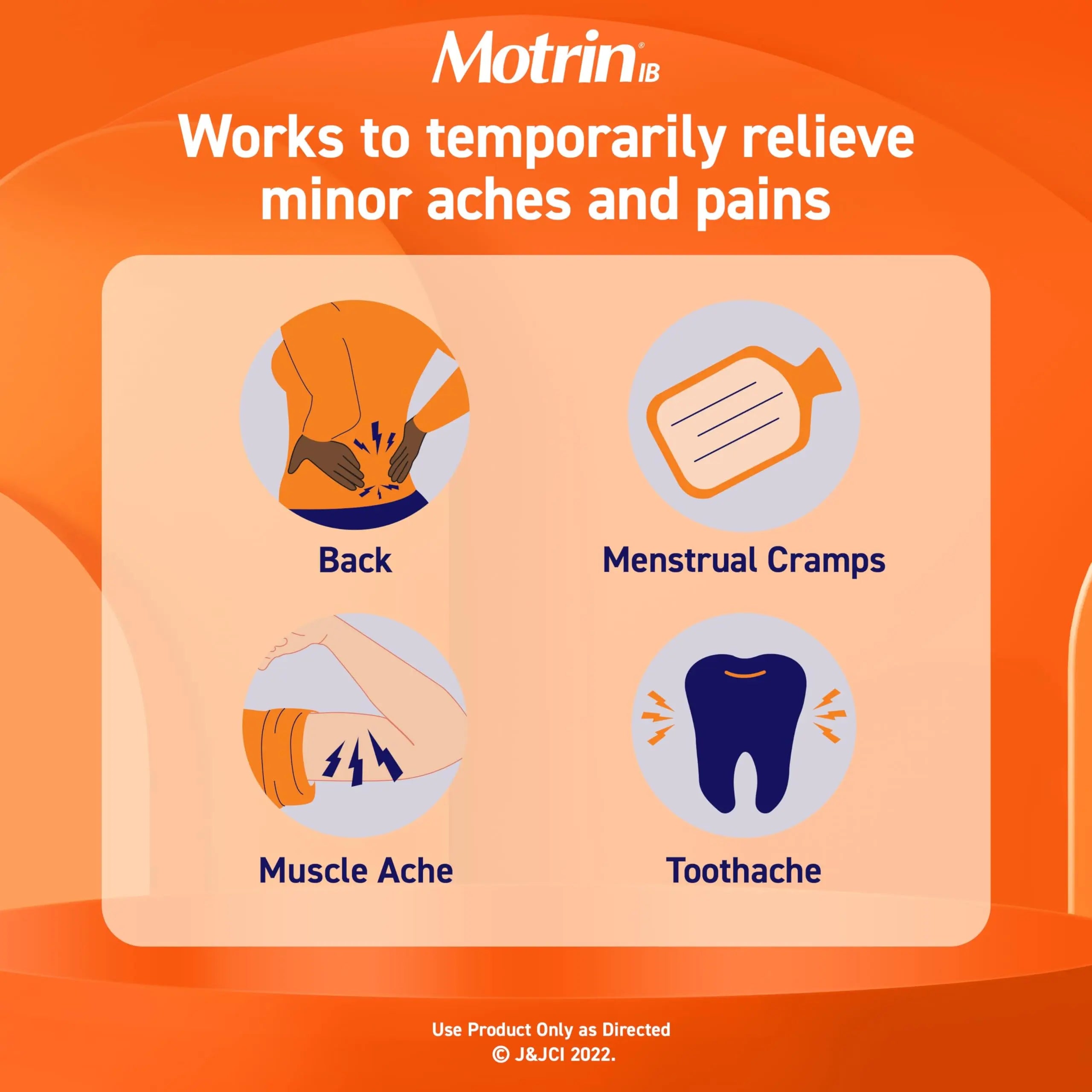 Motrin IB Ibuprofen 200mg Tablets, Ibuprofen Pain & Fever Reliever for Headache, Backache, Muscular Aches, Menstrual Pain & Minor Arthritis Pain, Over-The-Counter NSAID Medicine, 225 ct MotrinAu supplements