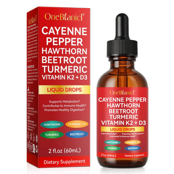 Cayenne Pepper Drops Supplement Liquid, Blend of Hawthorn Berry, Beetroot, Turmeric, VIT K2+D3, Daily Health Boost (2oz) REVIGLAMAu supplements