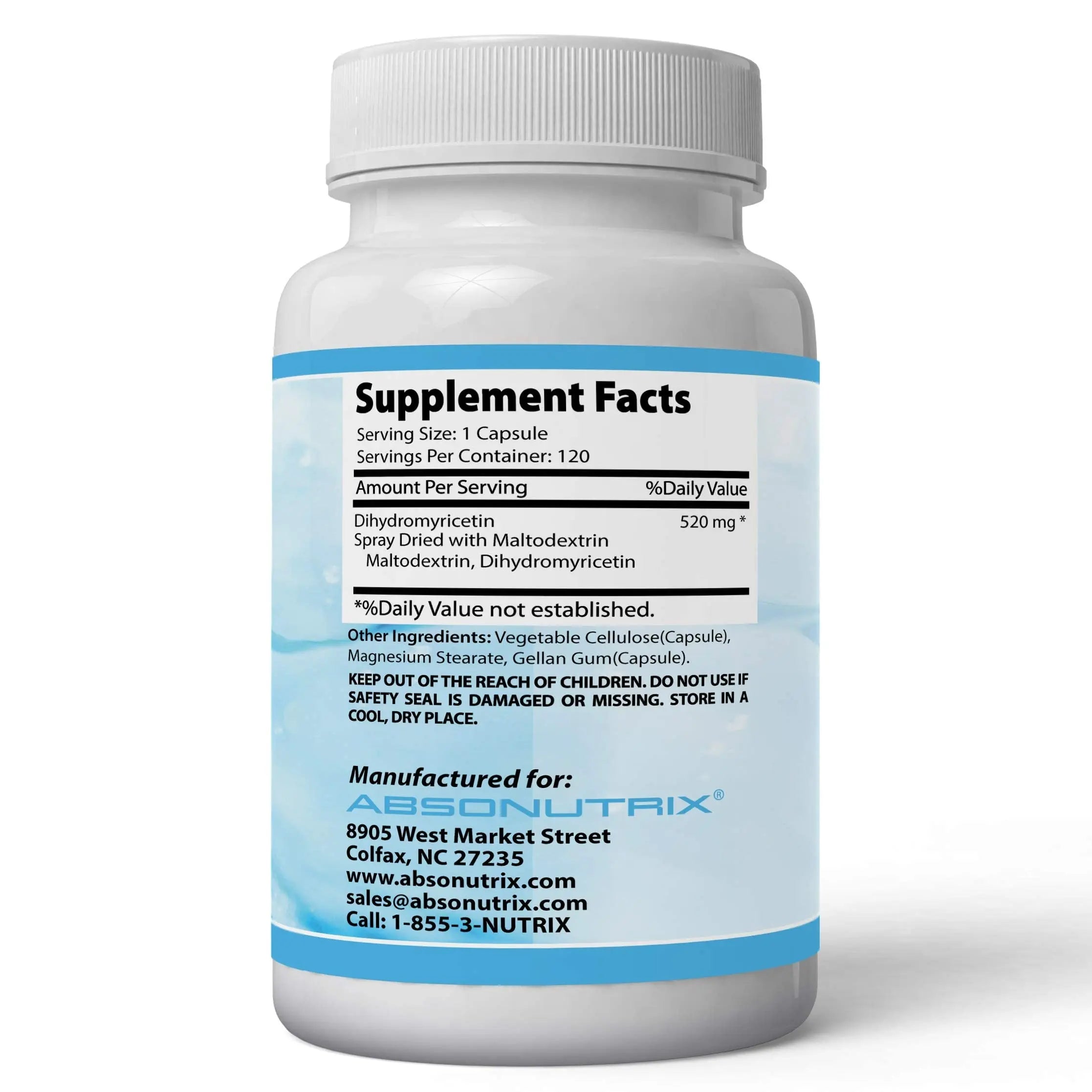 Absonutrix Dihydromyricetin - 520 mg, 120 Servings, Made in USA, Quick Absorption, Quality Potent Ingredients, Third-Party Tested, Non-GMO, GMP Certified, Cruelty Free Products AbsonutrixAu supplements