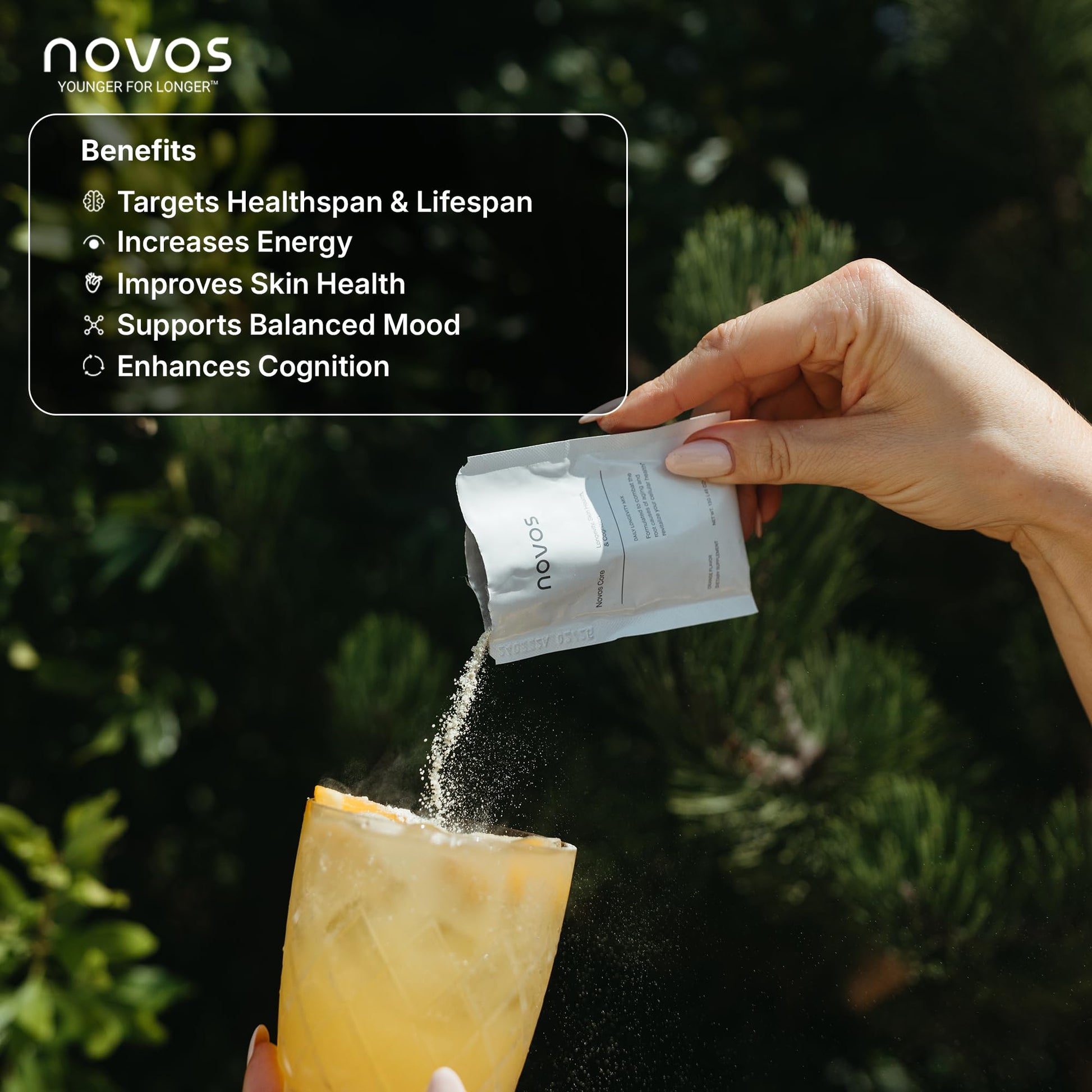 Novos Core Clinical Longevity Mix | Anti-Aging Supplement Drink Mix for Men & Women | Magnesium, L-Theanine, Fisetin and More | Supports Energy, Mood, Sleep & Cognition | Orange Flavor (30 Servings) NovosAu supplements