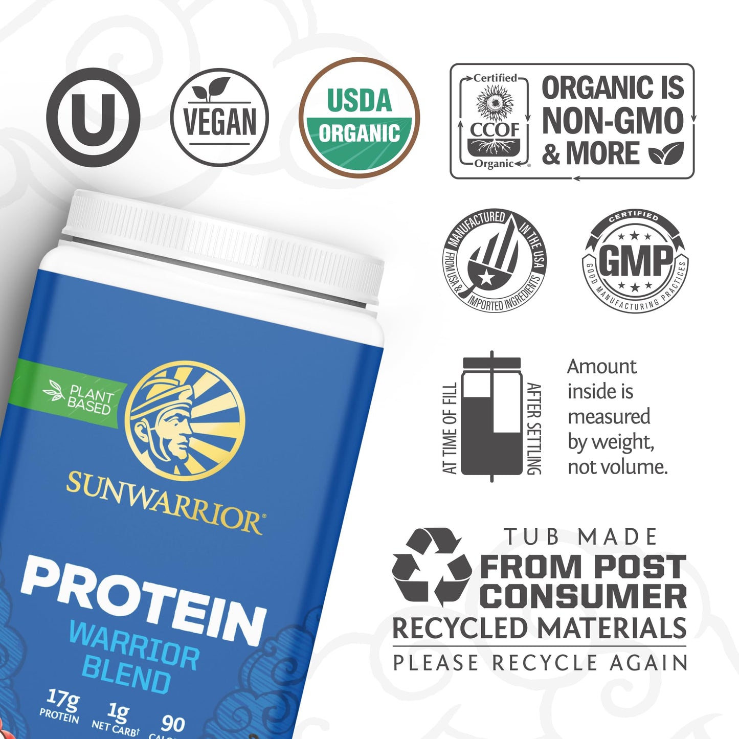 Sunwarrior Vegan Protein Powder Organic Plant-Based Protein | BCAA Amino Acids Hemp Seed Plant Protein | Soy Free Dairy Free Gluten Free Synthetic Free Non-GMO SunwarriorUS supplements