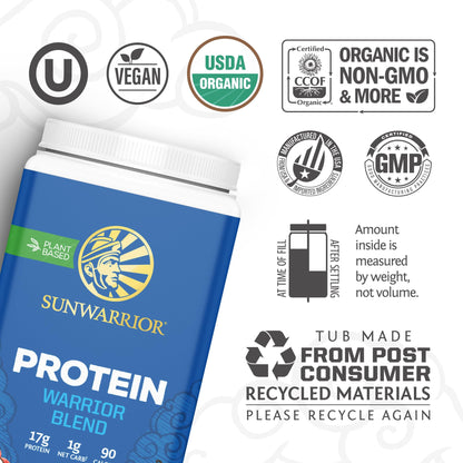 Sunwarrior Vegan Protein Powder Organic Plant-Based Protein | BCAA Amino Acids Hemp Seed Plant Protein | Soy Free Dairy Free Gluten Free Synthetic Free Non-GMO SunwarriorUS supplements