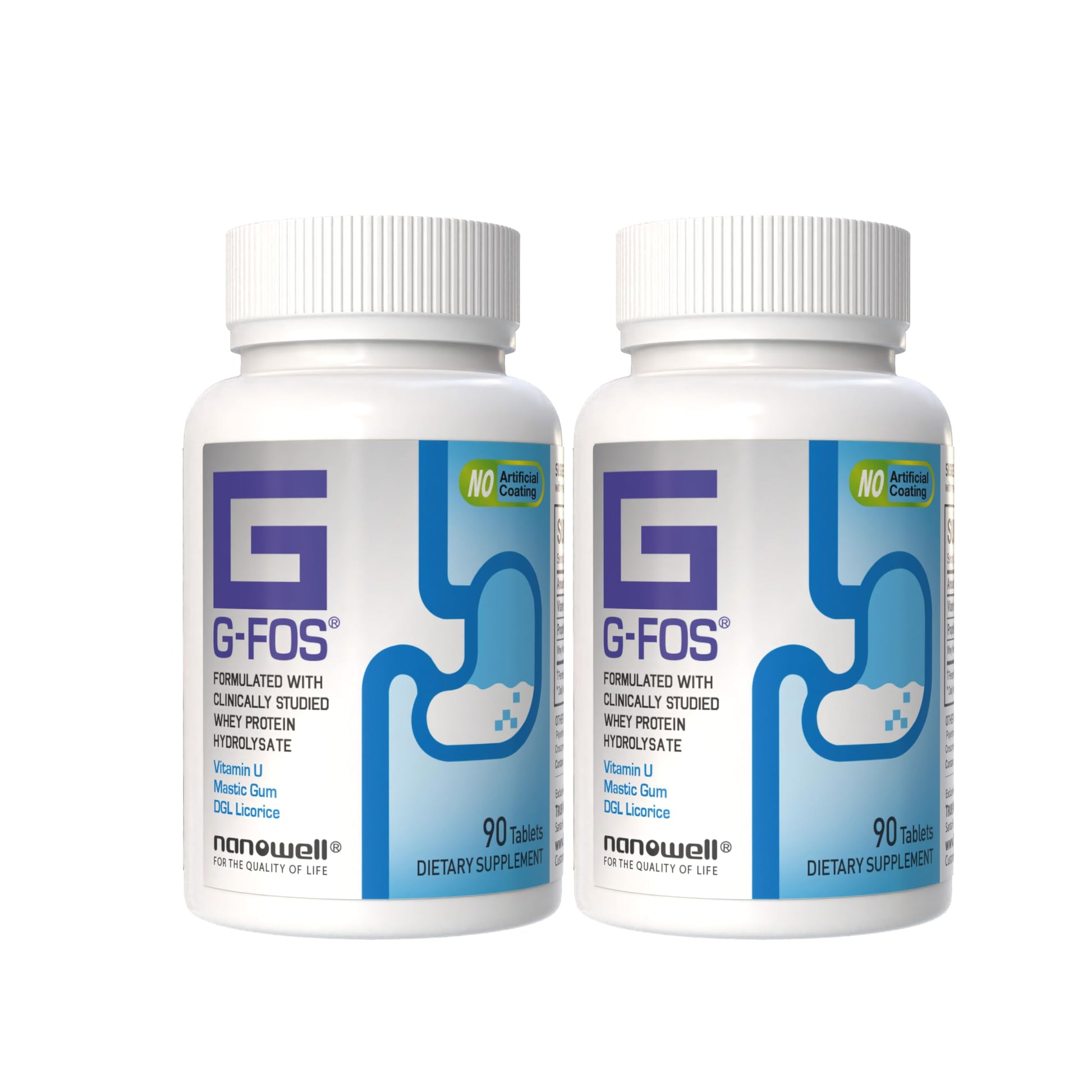 NANOWELL G-FOS Digestive Health Supplement, Vitamin U - 90 Tablets X 2 Bottles for 2 Months (180 Count) NANOWELLAu supplements