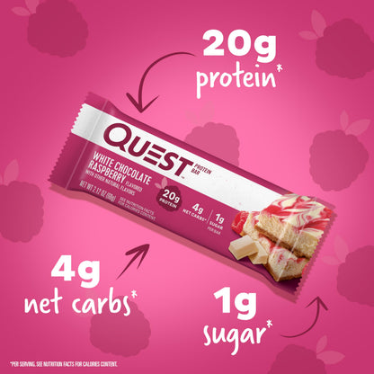 Quest Nutrition White Chocolate Raspberry Protein Bars, High Protein, Low Carb, Gluten Free Quest NutritionUS supplements