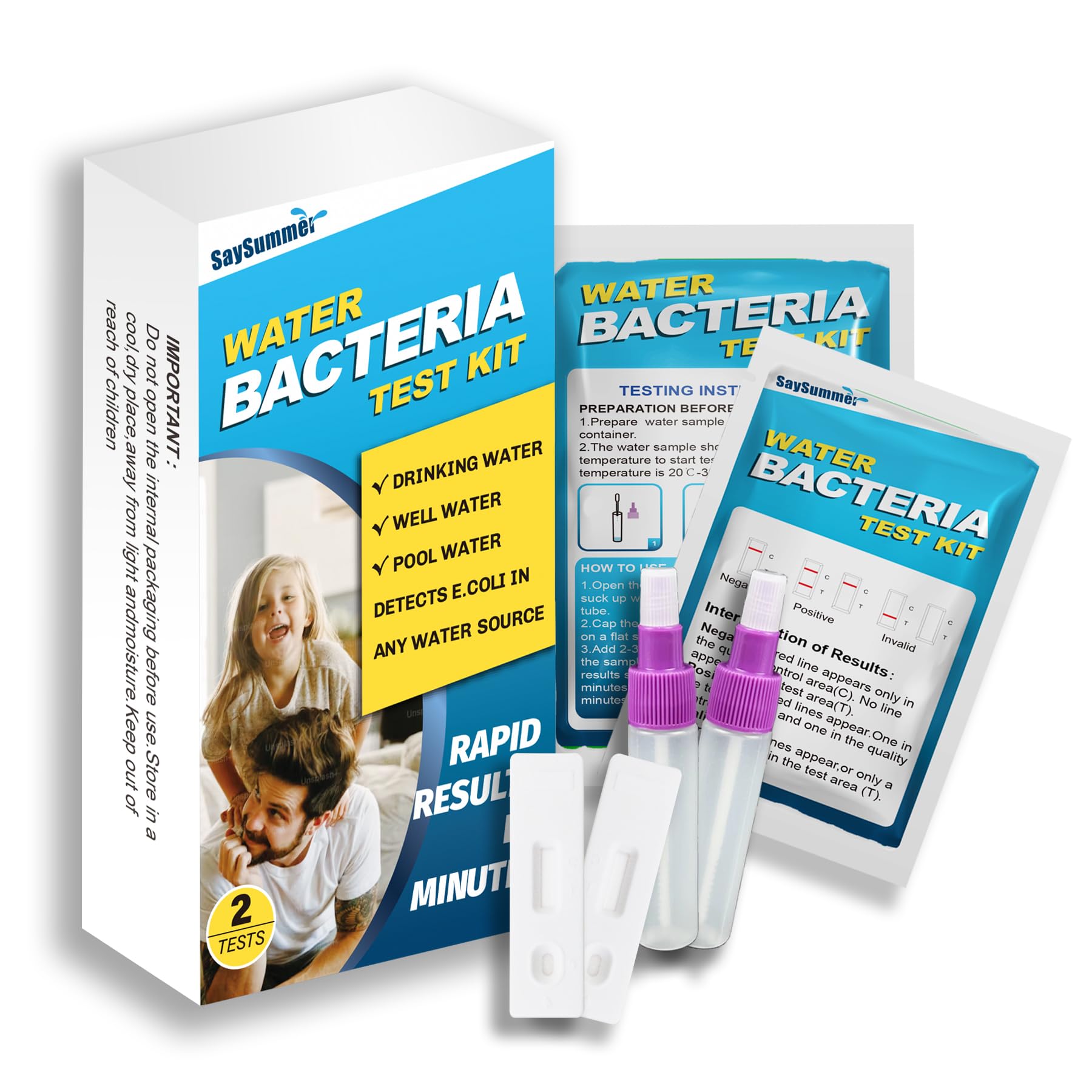 Water Bacteria Test Kit for Drinking Water: Results in 15 Minutes Coliform Bacteria Water Test Kit 2 Counts for Any Water Source Including Well Water Pool Water SaySummerAu supplements