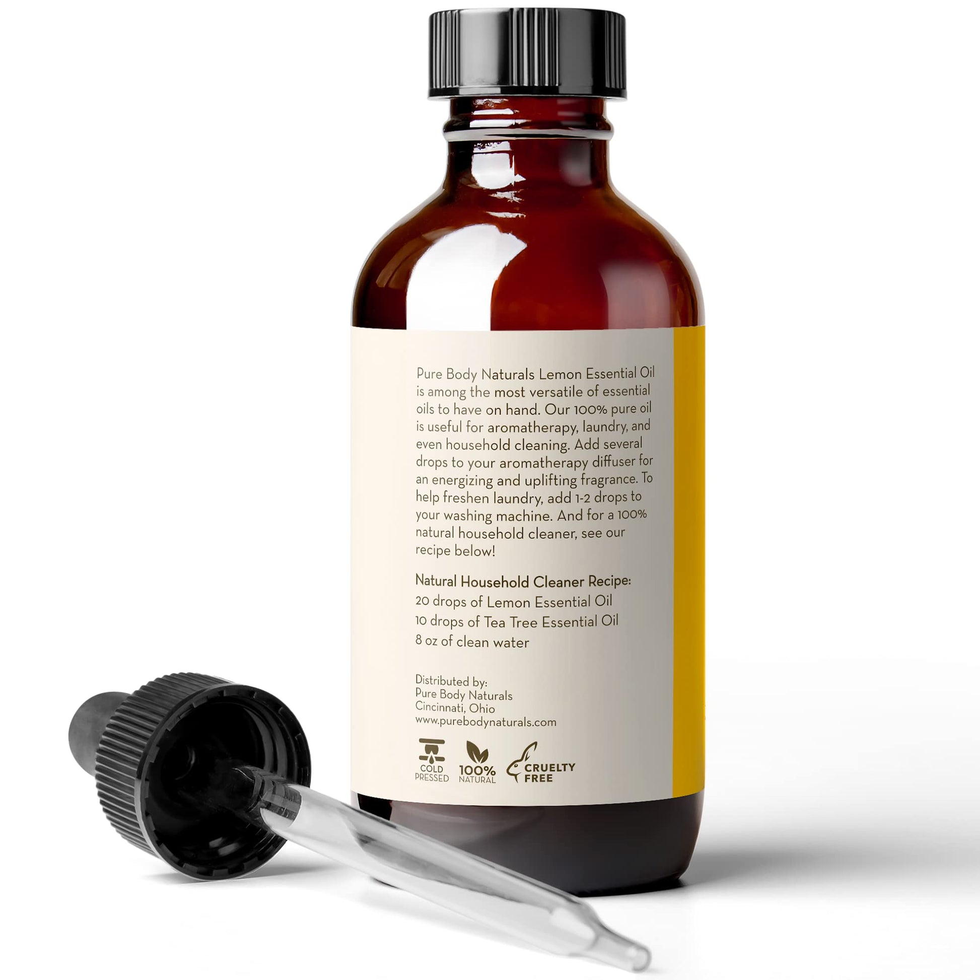 Lemon Essential Oil, 4 fl oz - 100% Pure & Undiluted Lemon Oil for Diffuser and DIY - Natural Deodorizer Pure Body NaturalsAu supplements