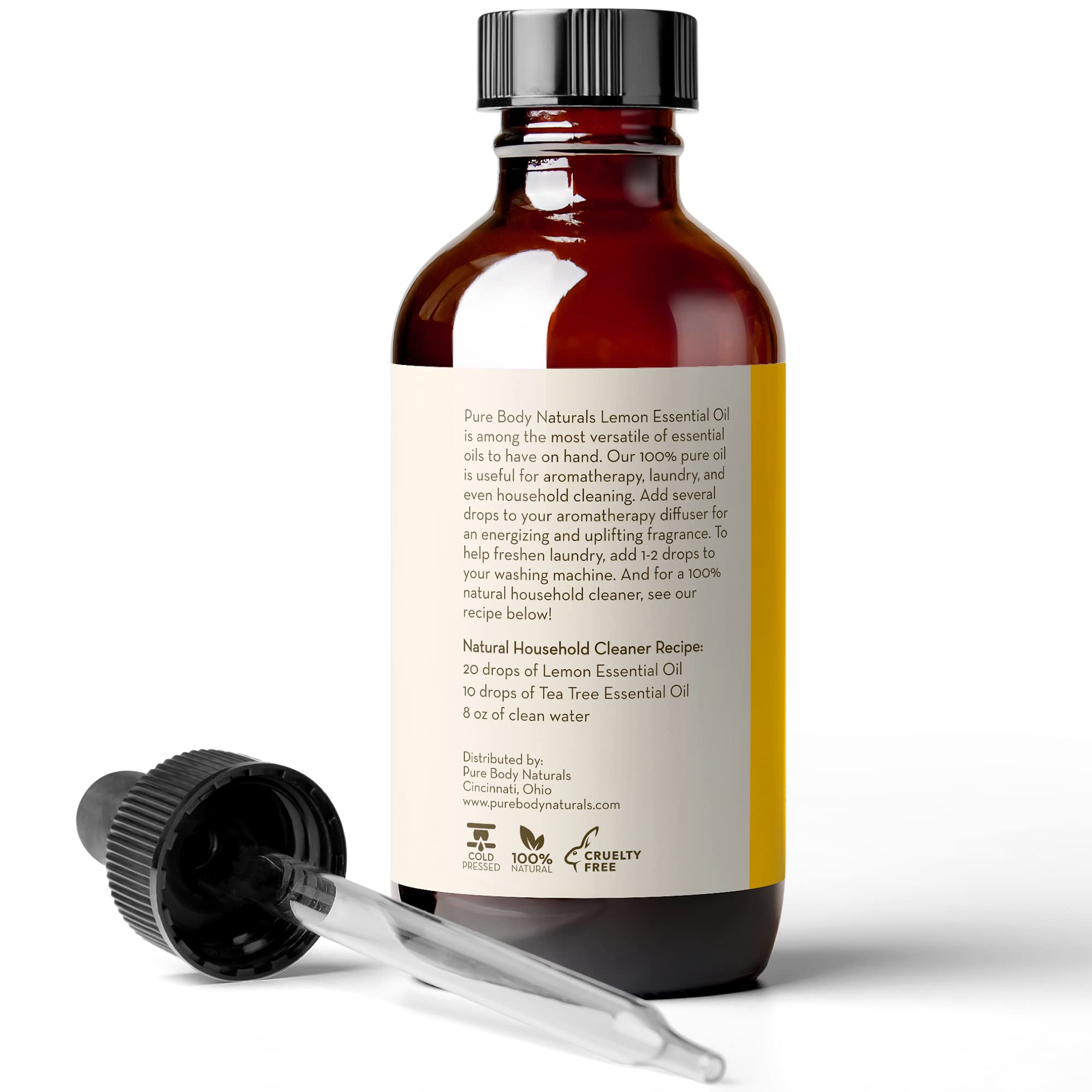 Lemon Essential Oil, 4 fl oz - 100% Pure & Undiluted Lemon Oil for Diffuser and DIY - Natural Deodorizer Pure Body NaturalsAu supplements