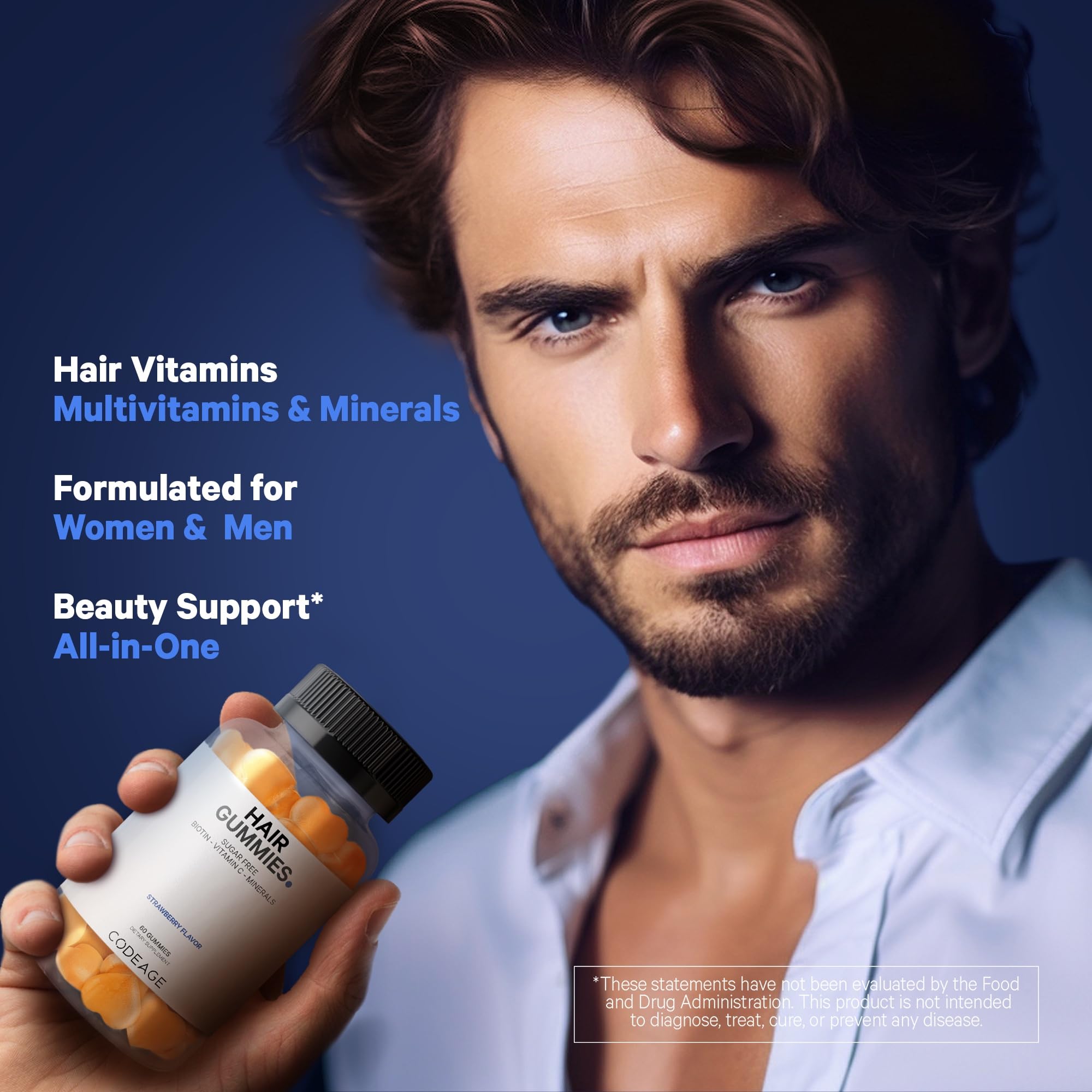 Codeage Hair Gummies, Biotin 5000 mcg, Sugar Free Growth Gummy Vitamins A, C, B6, B12, D3, Zinc, Inositol Supplement CodeageUS supplements