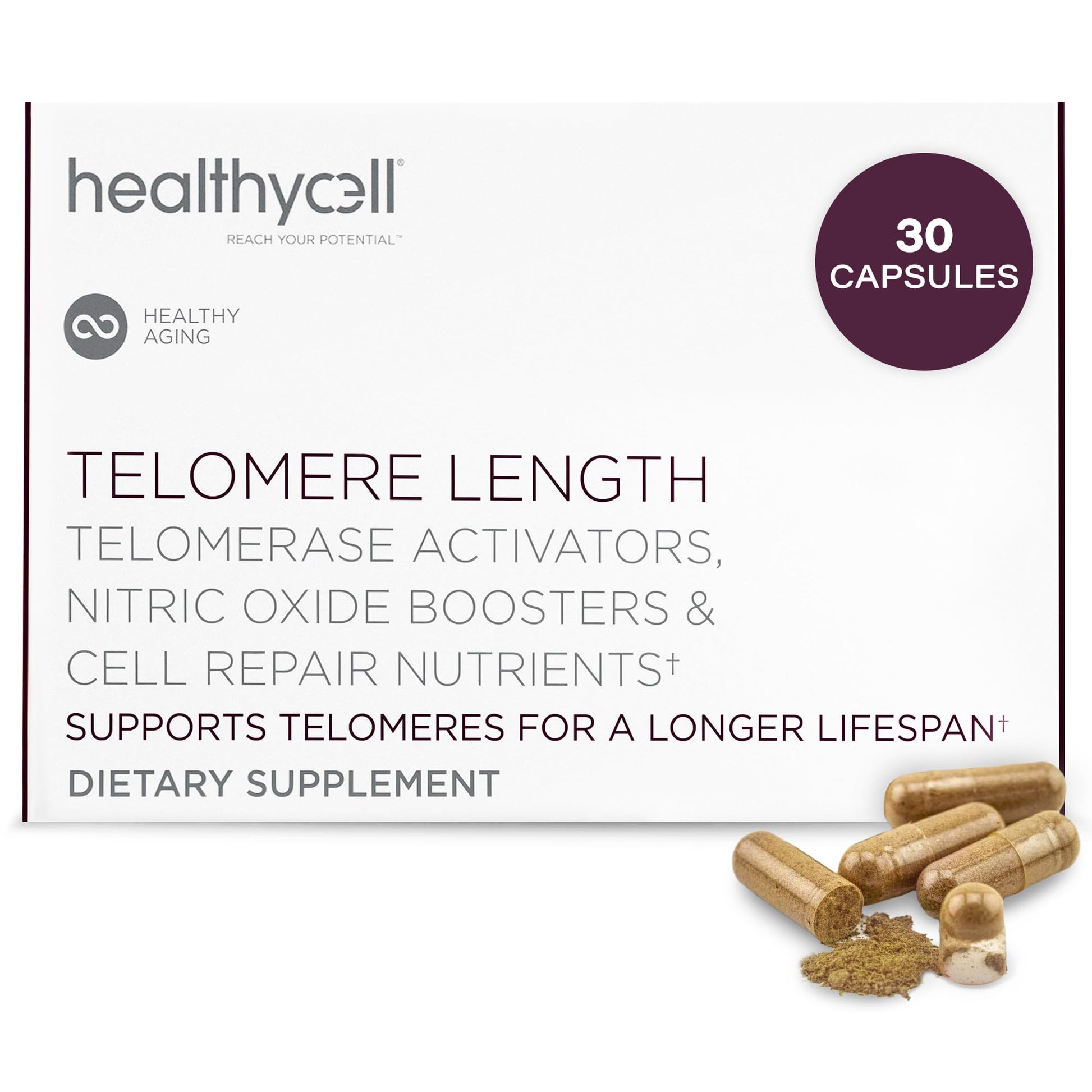 Healthycell Telomere Length Supplement - Anti-Aging Telomere Lengthening Supplements with Phytonutrients & Vitamins for Cellular Health - AC-11, Astragalus & Resveratrol - 30 Capsules HealthycellAu supplements