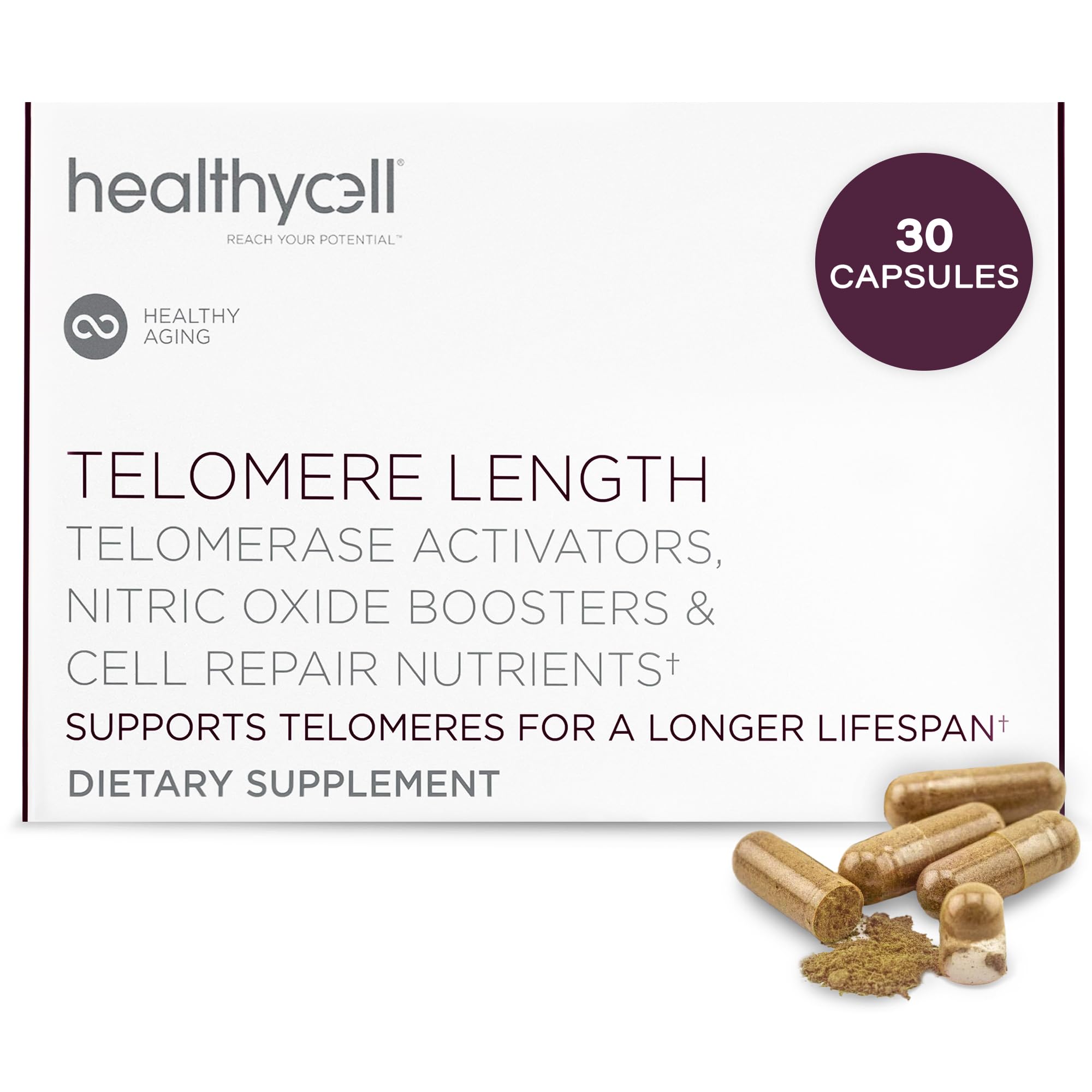 Healthycell Telomere Length Supplement - Anti-Aging Telomere Lengthening Supplements with Phytonutrients & Vitamins for Cellular Health - AC-11, Astragalus & Resveratrol - 30 Capsules HealthycellAu supplements